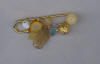 Yellow Aragonite, Amber, Citrine & Jade Kilt Sprit Pin