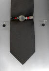 Graystone. Black Agate & Coral Tie Sprit & Cuff Links Set